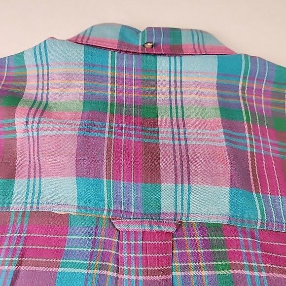 VTG Gant Salty Dog Plaid Half Sleeve Button Down Shirt Mens Large Spring Preppy - Picture 10 of 12